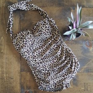 Pin up Rockabilly Cheetah Print Swim Suit
